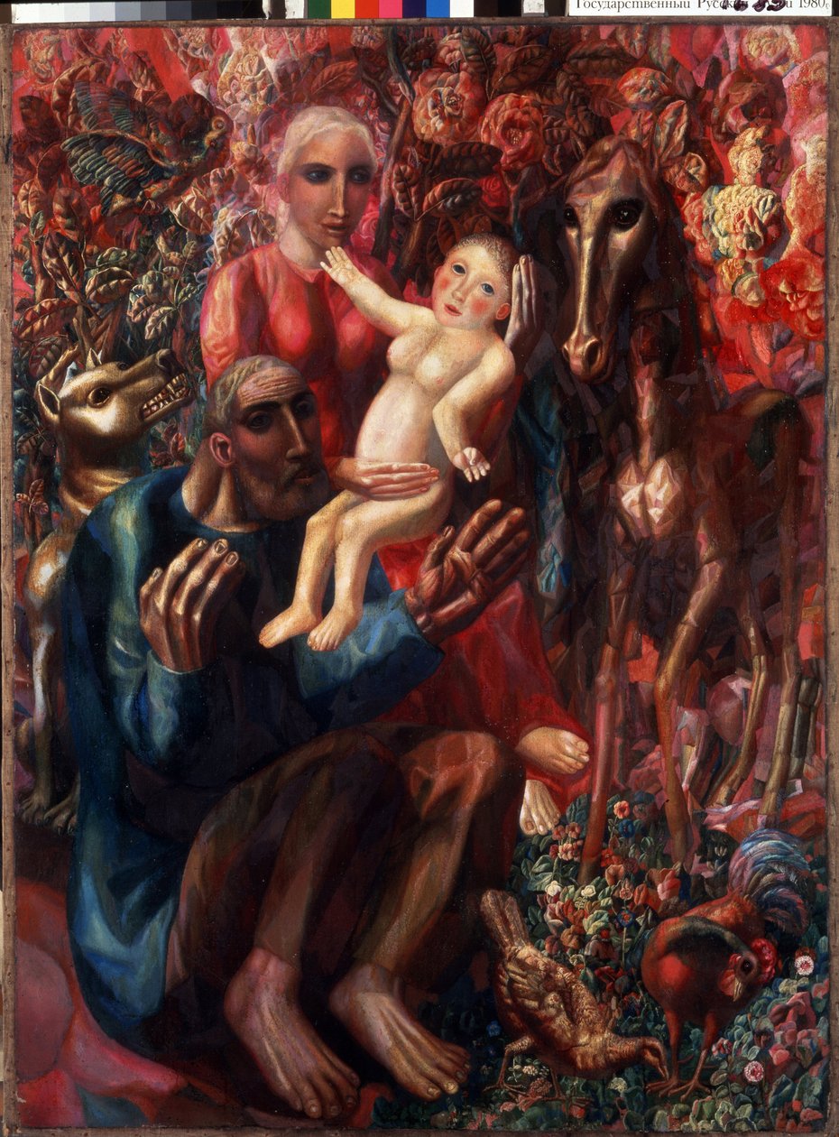 ""Den hellige familie"" Maleri av Pavel Nikolayevich Filonov (1883-1941) 1914 Statens russiske museum, St. Petersburg, Russland av Pawel Nikolajewitsch Filonow