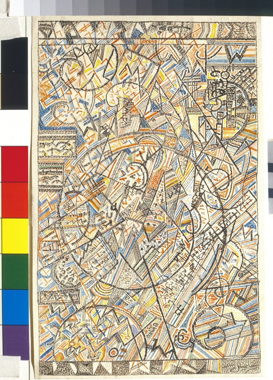 Universets formel - Verk av Pavel Nikolaievich Filonov (1883-1941), akvarell på papir av Pawel Nikolajewitsch Filonow