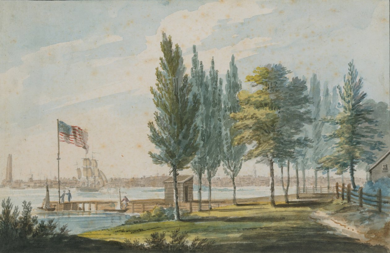 Philadelphia fra over Delaware River, 1811-ca. 1813. av Pavel Petrovic Svin