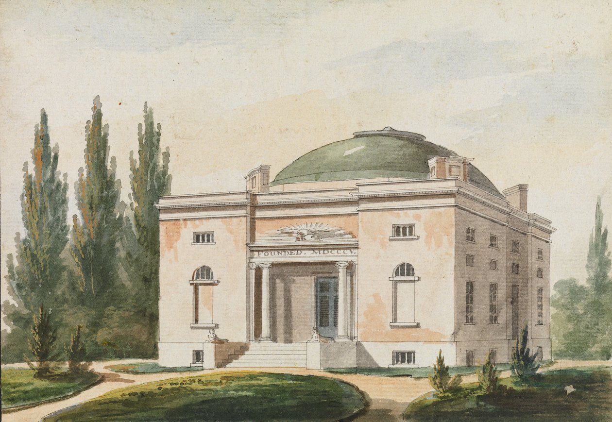 Pennsylvania Academy of the Fine Arts, Philadelphia Kopi etter en gravering..., 1811-ca. 1813. av Pavel Petrovic Svin