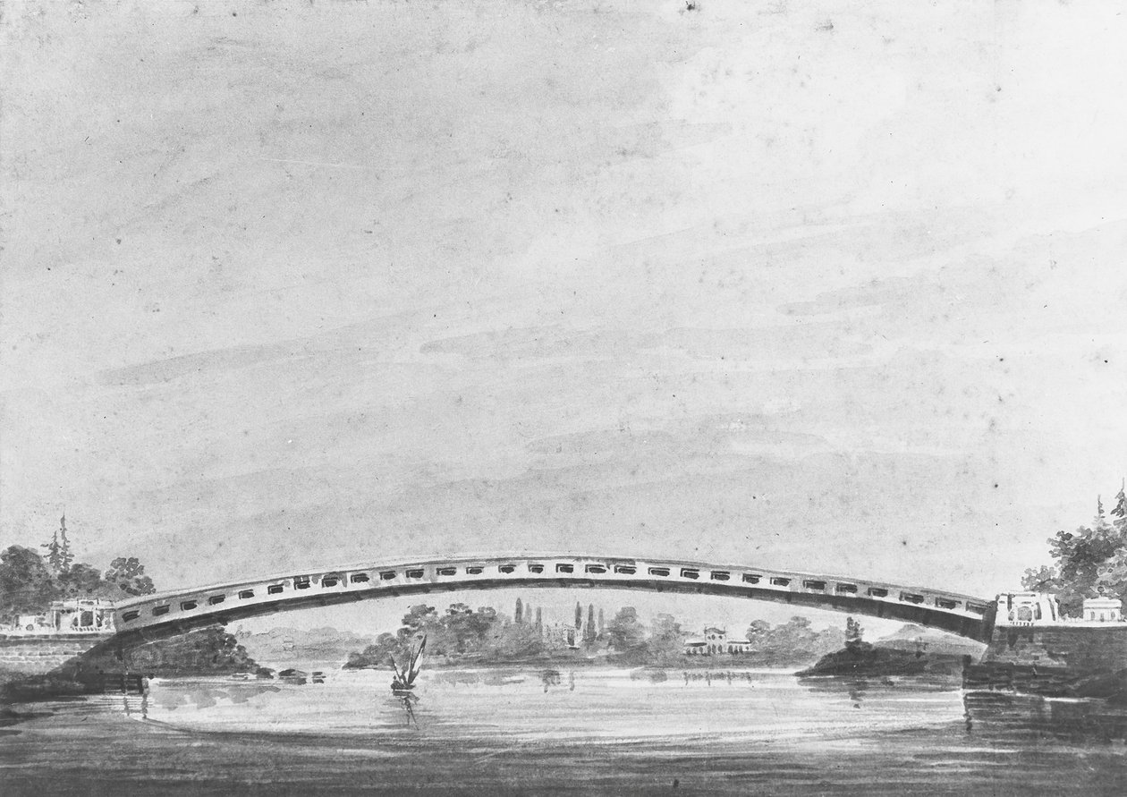 Den øvre broen over Schuylkill, Philadelphia – Lemon Hill i bakgrunnen, 1811-ca. 1813. av Pavel Petrovic Svin