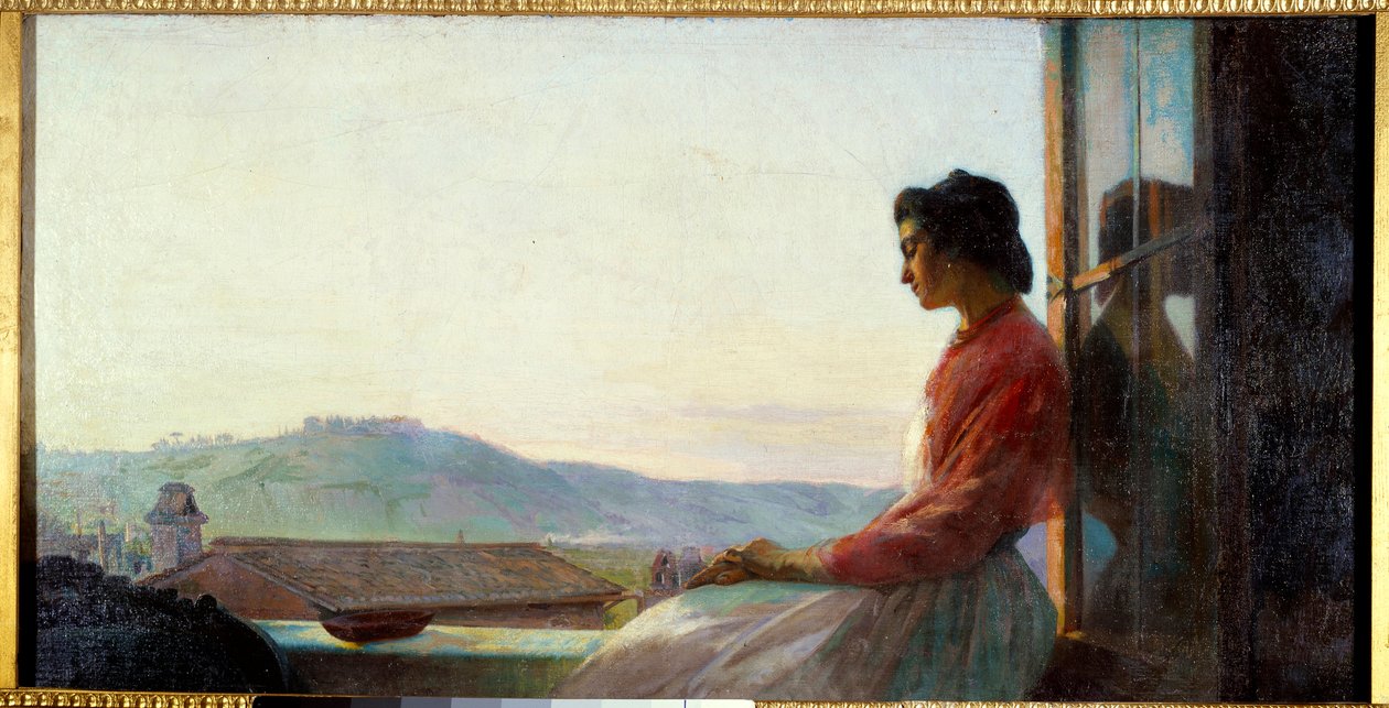 Jovanina sitter på vindusstøtten. Maleri av Pavel Chistiakov (1832 - 1919) av Pavel Petrovich Chistyakov