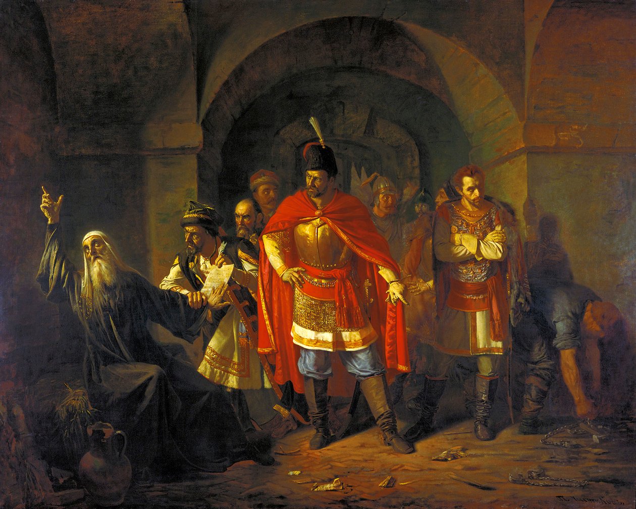 Patriark Hermogenes nektet å velsigne polakkene, 1860. av Pavel Petrovich Chistyakov