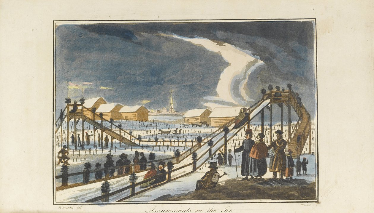 Forlystelse på isen, 1813 av Pavel Petrovich Svinyin