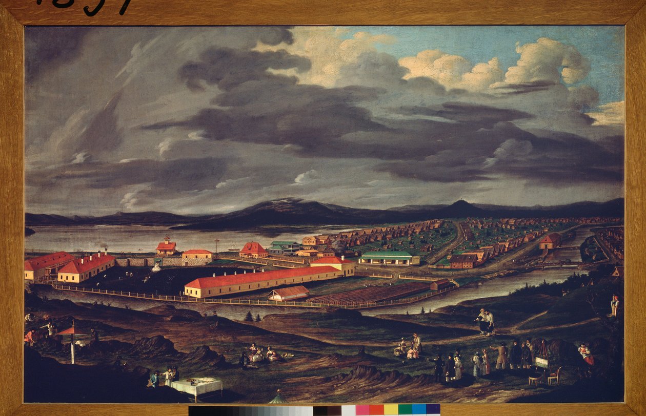 Oural, The Demidov Steelworks (Ural, The Demidov Steelwork) - Maleri av Pavel Petrovich Vedenetsky (1766-1847), olje på lerret av Pavel Petrovich Vedenetsky
