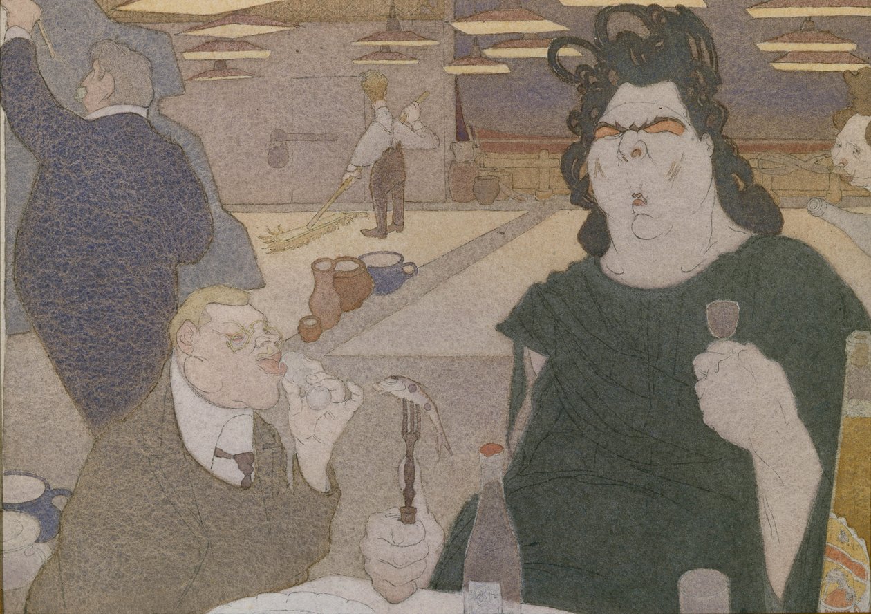 Caricatura Fedor Shalyapin, norvegiană din anii 1910 av Pavel Yegorovich Shcherbov