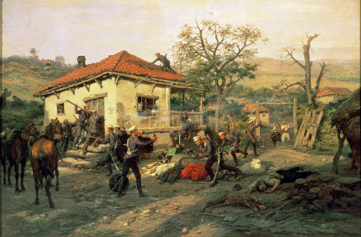En scene fra den russisk-tyrkiske krigen i 1876-77 av Pawel Kowalewsky