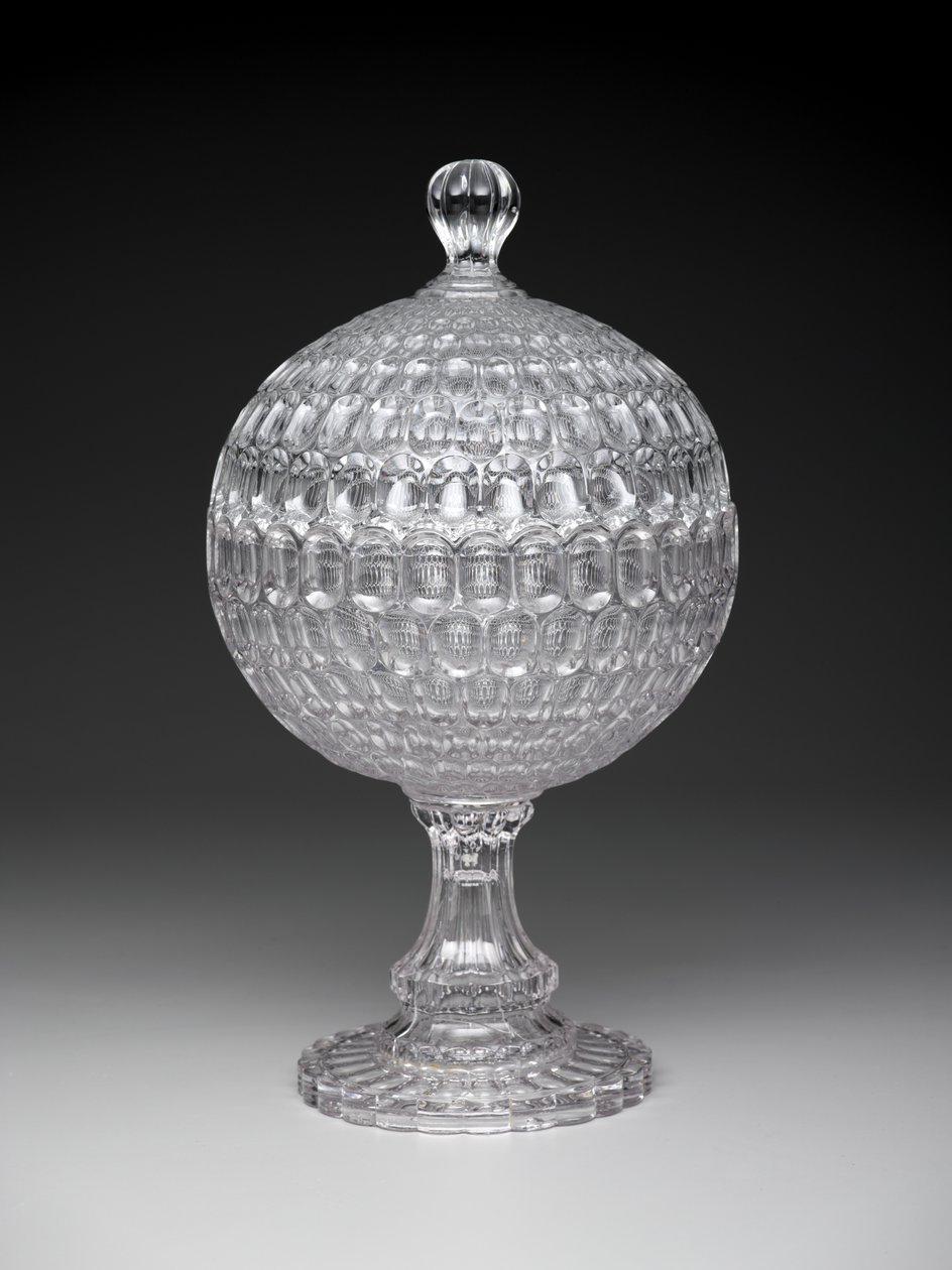 "Argus" dekket kompott, ca. 1855-75 (presset glass) av Pears and Co. Pittsburgh Bakewell