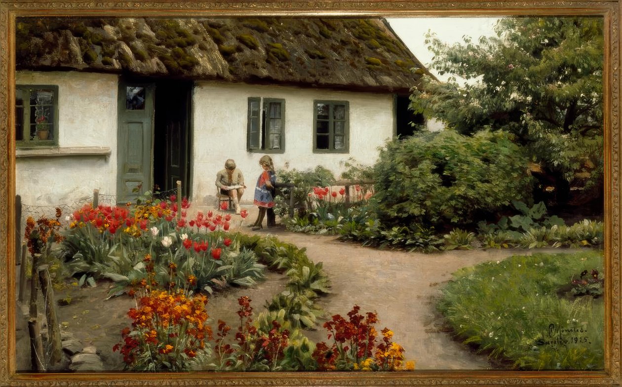 Lesetime i blomsterhagen av Peder Monsted