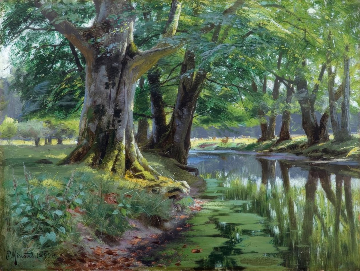 P.Mönsted, sommer på skogsbekken av Peder Monsted