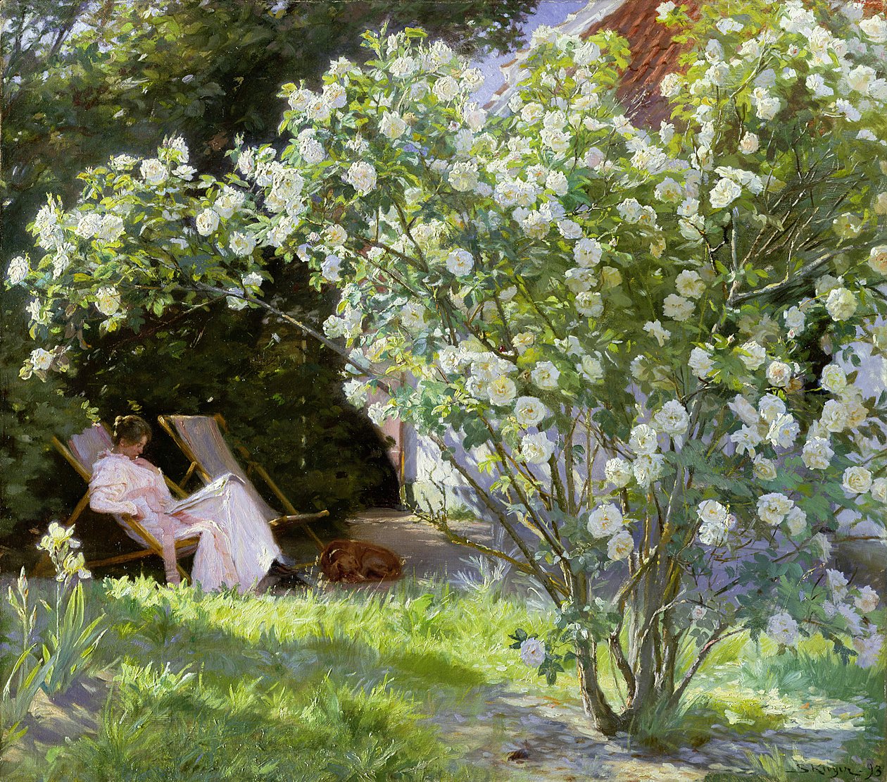 Roser, eller Kunstnerfruen i hagen på Skagen av Peder Severin Krøyer