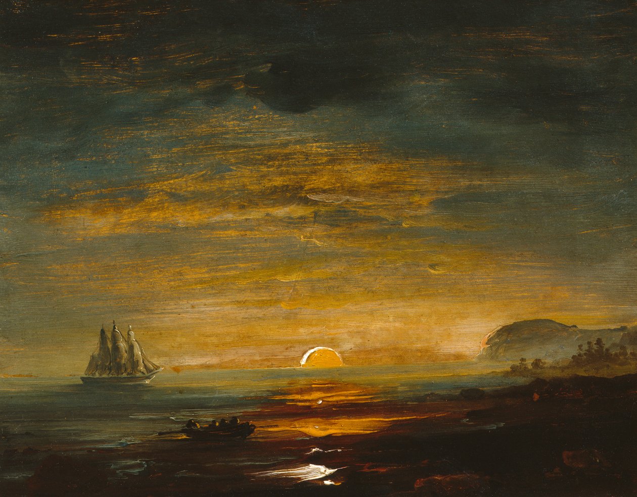 Kystlandskap med solnedgang av Peder Balke