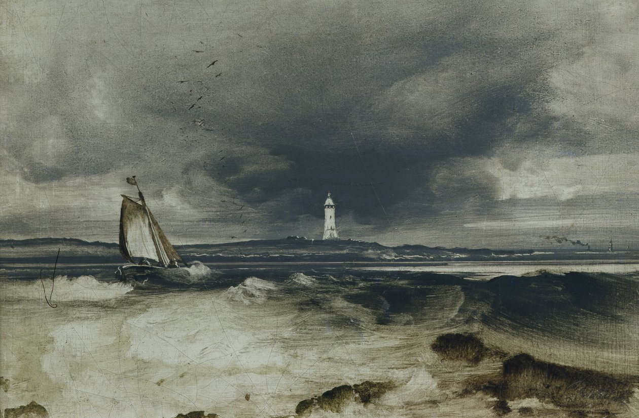 Fyrtårn (olje på panel) av Peder Balke