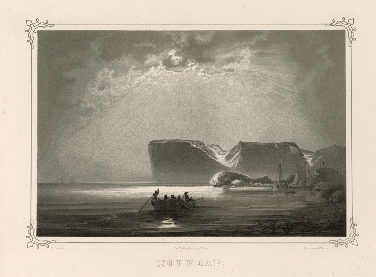 Nordcap. Illustrasjon hentet fra boken Norge fremstillet i Tegninger av Asbjørnsen, P.Chr. og utgitt av Chr. Tønsberg (no, 1848) av Peder Balke