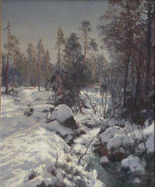 Spring Thaw (olje på lerret) av Peder Knudsen