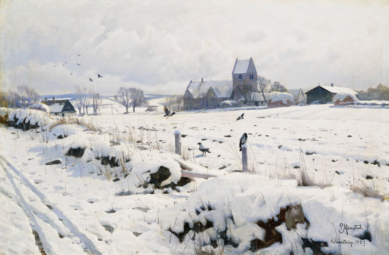 Et vinterlandskap, Holmstrup av Peder Monsted