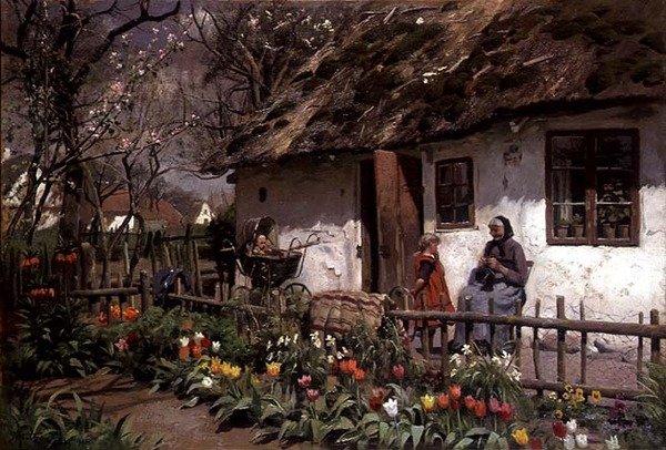Utenfor hytta av Peder Monsted