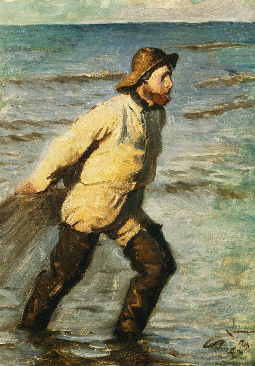 En fisker som drar i garnene sine, 1883 av Peder Severin Krøyer