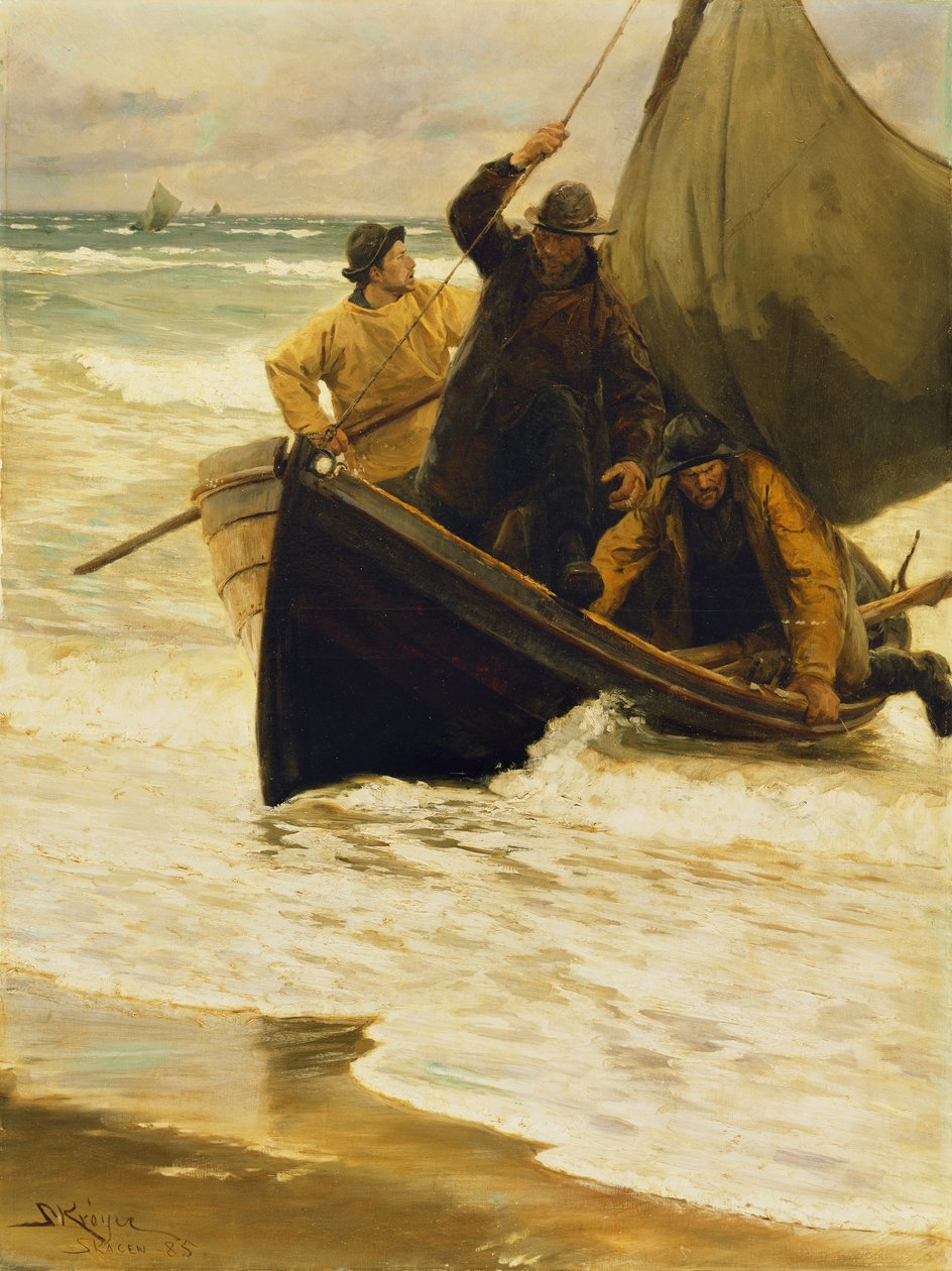 Fiskeren vender hjem, Skagen, 1885 av Peder Severin Krøyer