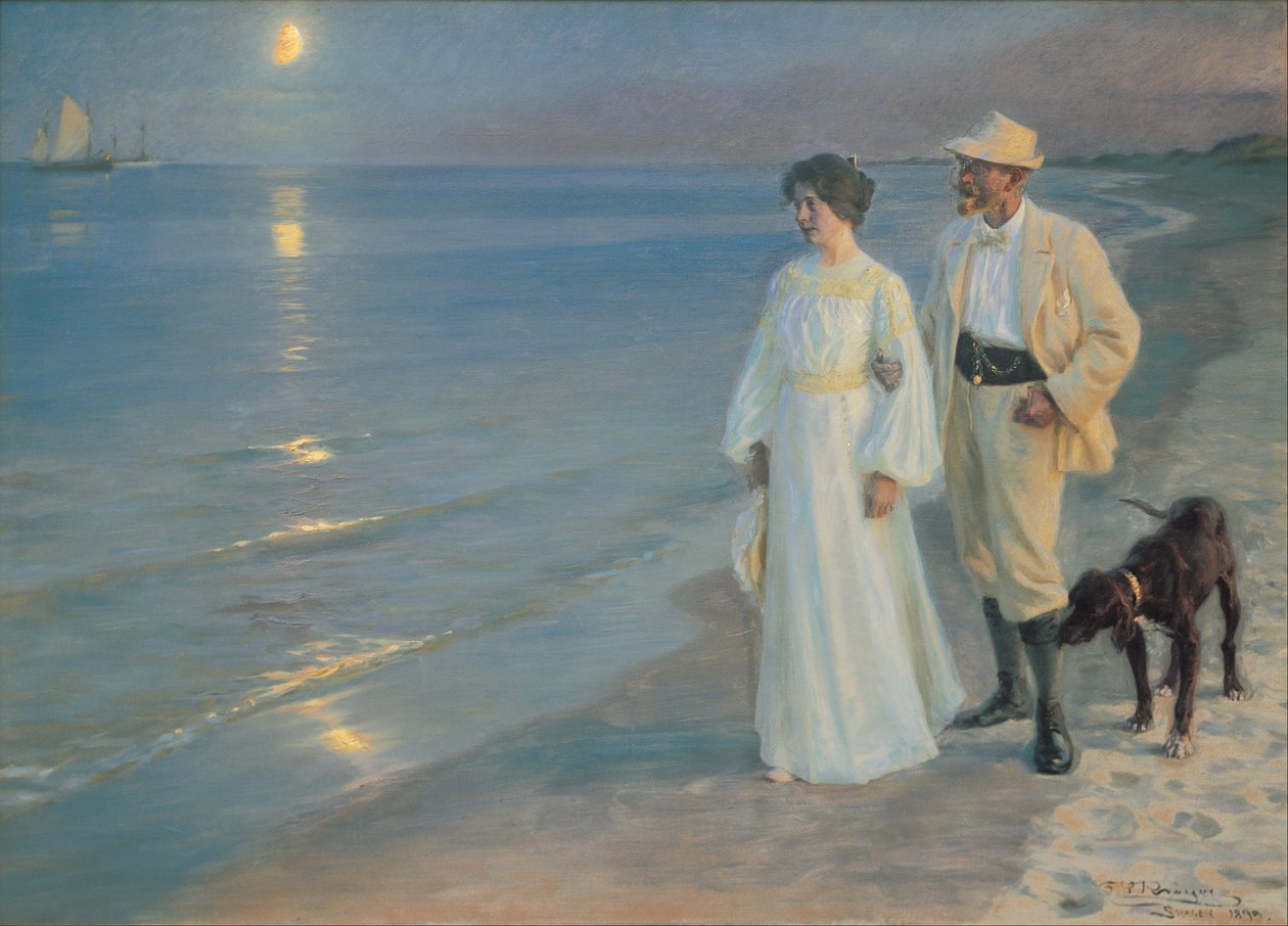 Sommerkveld på stranda ved Skagen. Maleren og hans kone av Peder Severin Krøyer