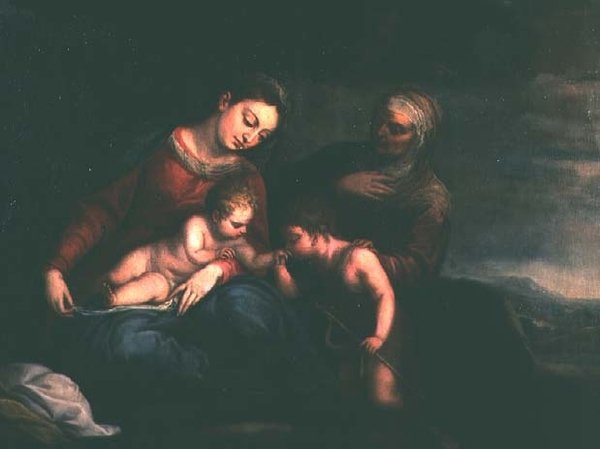 Jomfruen og barnet med St. Elizabeth og døperen Johannes av Pedro Atanasio Bocanegra