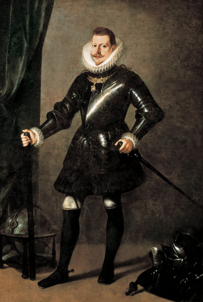Portrett av kong Filip III av Spania (1578-1621) av Pedro Antonio Vidal