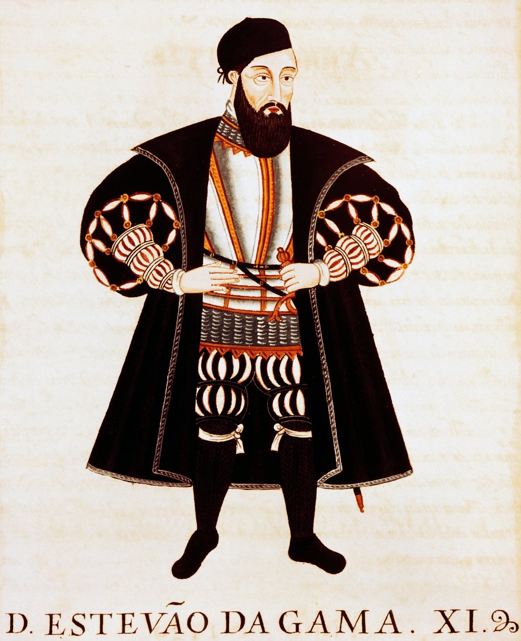 Estevao Da Gama (ca 1505-1576), miniatyr fra Brive Treatise eller Epilogue of the Vizos-Reys of India av Pedro Barretto de Resende