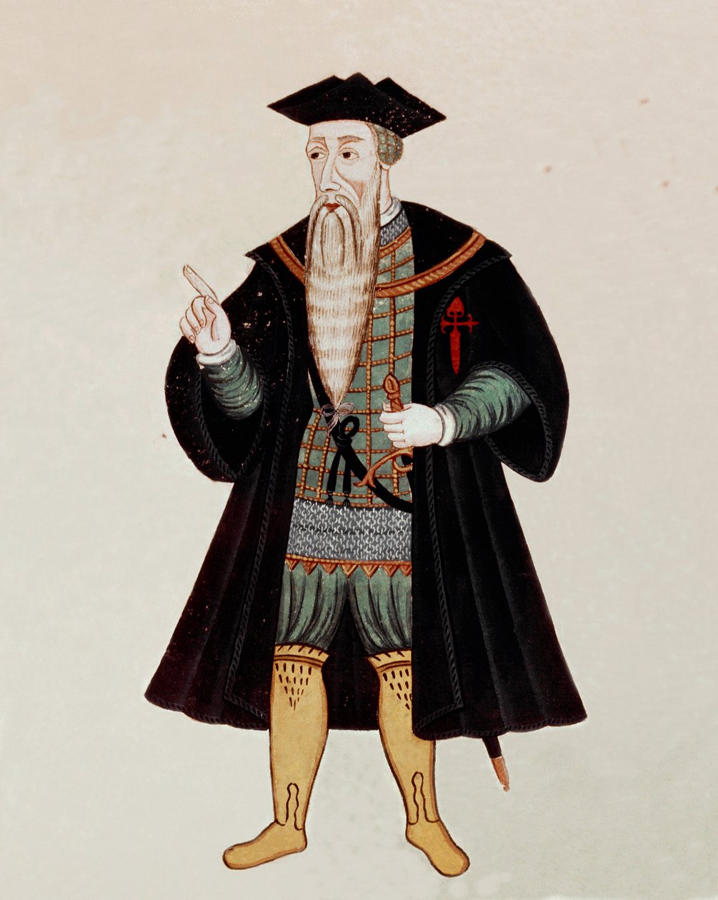 Portrett i føtter av Alphonse (Alfonso eller Afonso) fra Albuquerque (1453-1515), engelsk navigatør og erobrer, noen ganger kalt «den portugisiske Mars»». I "" State Book of Eastern India", av Pedro Barretto de Resende, Portugal av Pedro Barretto de Resende