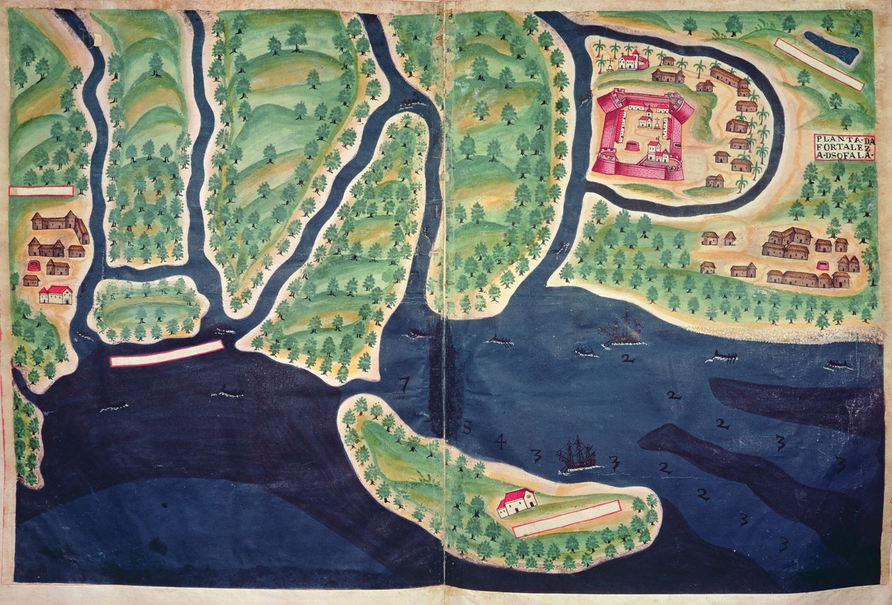 Sloane Ms 197, ff.80v-81r: Kart over Sofala, Mosambik, fra 