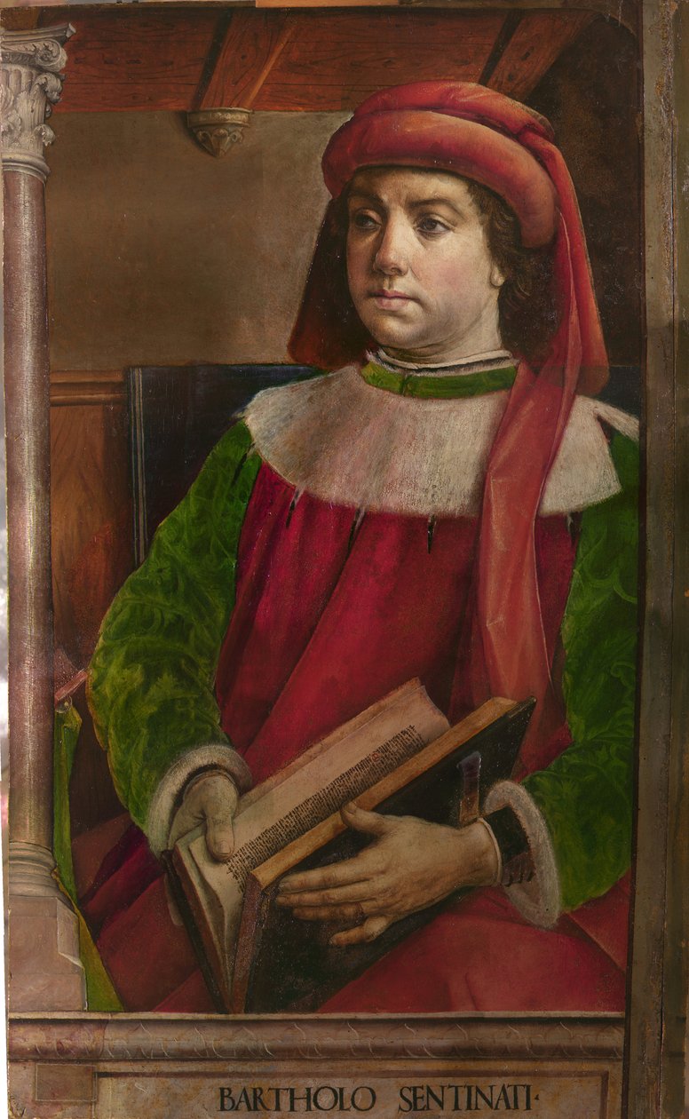 Bartole en latin Bartolus de Saxoferrato (1313-1356) - Bartolus de Saxoferrato par Berruguete, Pedro (1450-1503). Olje på tre, størrelse: 95x57, ca. 1473-1475, Nasjonalgalleriet i Marche, Urbino av Pedro Berruguete