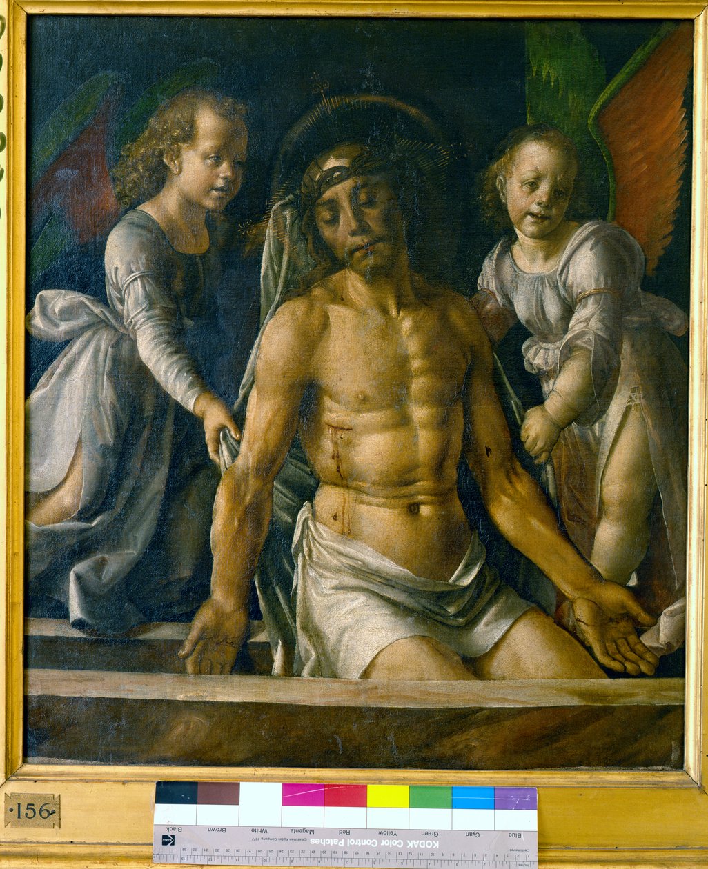 Kristus i graven mellom to engler, ca. 1480 av Pedro Berruguete