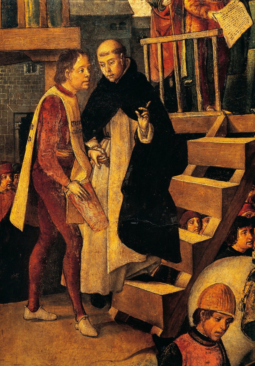 Dømt mann går til inkvisisjonsretten, detalj fra Autodafe ledet av San Domenico Guzman av Pedro Berruguete (cirka 1450-cirka 1504) av Pedro Berruguete