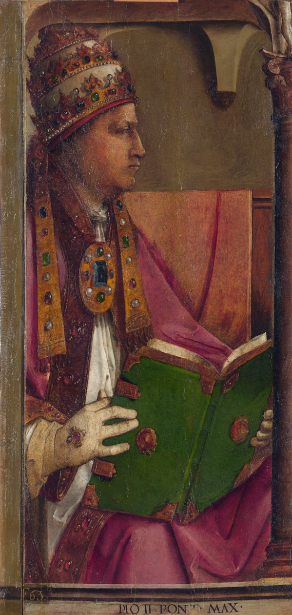 PIE II - Pave Pius II par Berruguete, Pedro (1450-1503). Olje på tre, størrelse: 116x52, ca. 1473-1475, Nasjonalgalleriet i Marche, Urbino av Pedro Berruguete