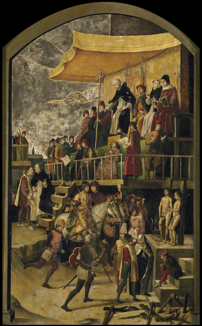 Saint Dominic presiderer over en Auto da Fe, ca. 1495 av Pedro Berruguete