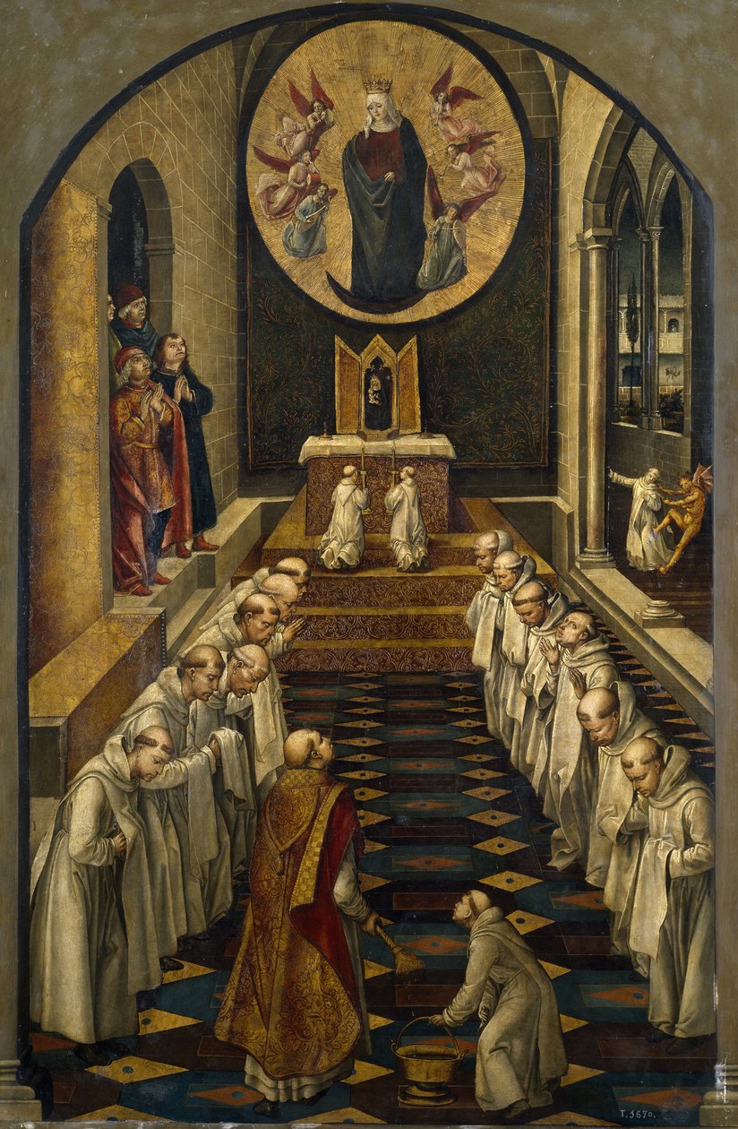 Jomfruens tilsynekomst til et dominikansk samfunn, 1493-1499 av Pedro Berruguete