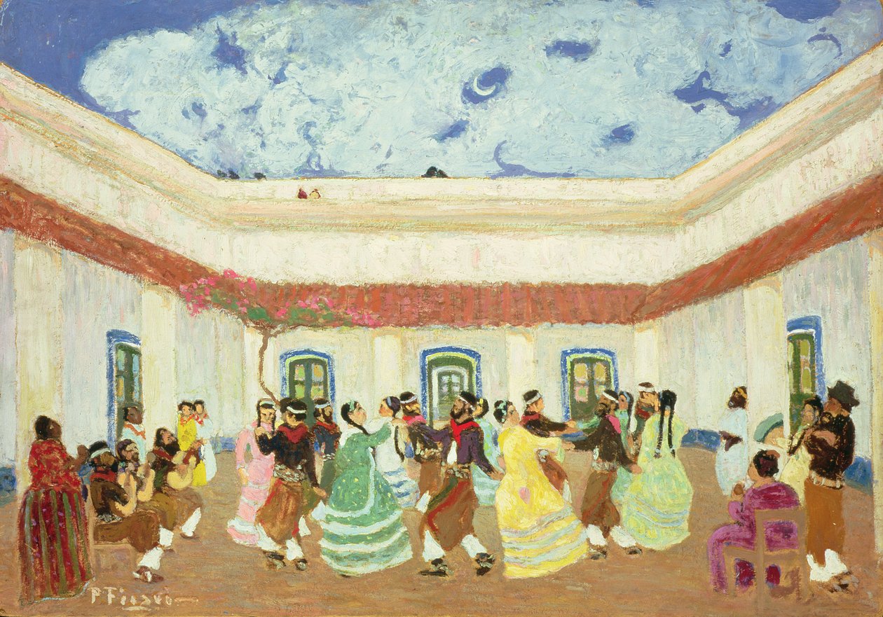 The Patio (olje om bord) av Pedro Figari