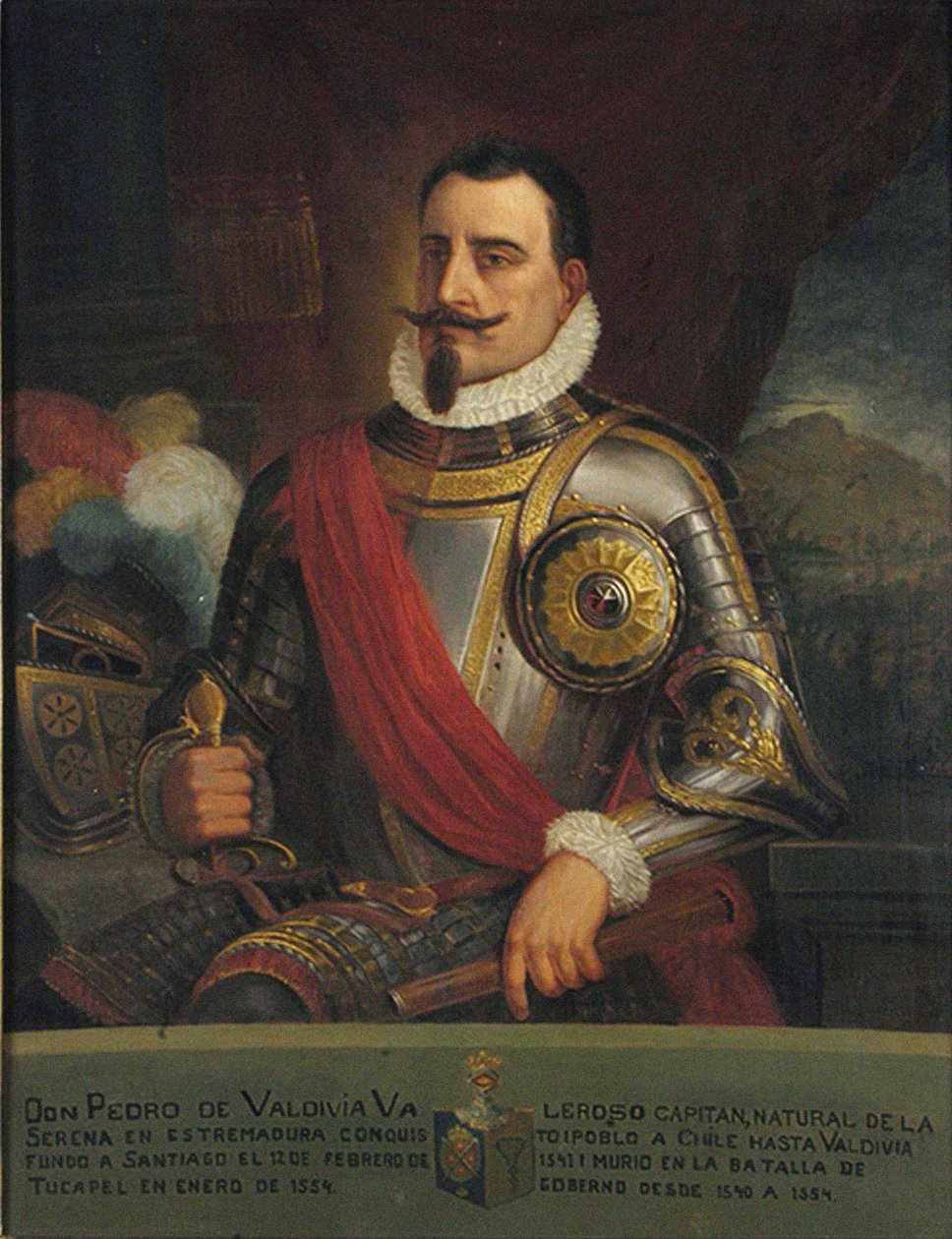 Portrett av Pedro de Valdivia, 1874 av Pedro León Carmona