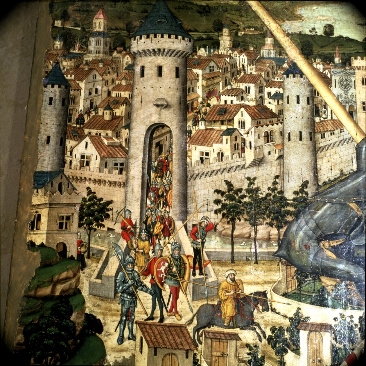 St. Georges altertavle: Palma de Mallorcas erobring i 1229 av troppene til Jacques I, kongen av Aragon, detalj av Pedro Nisart