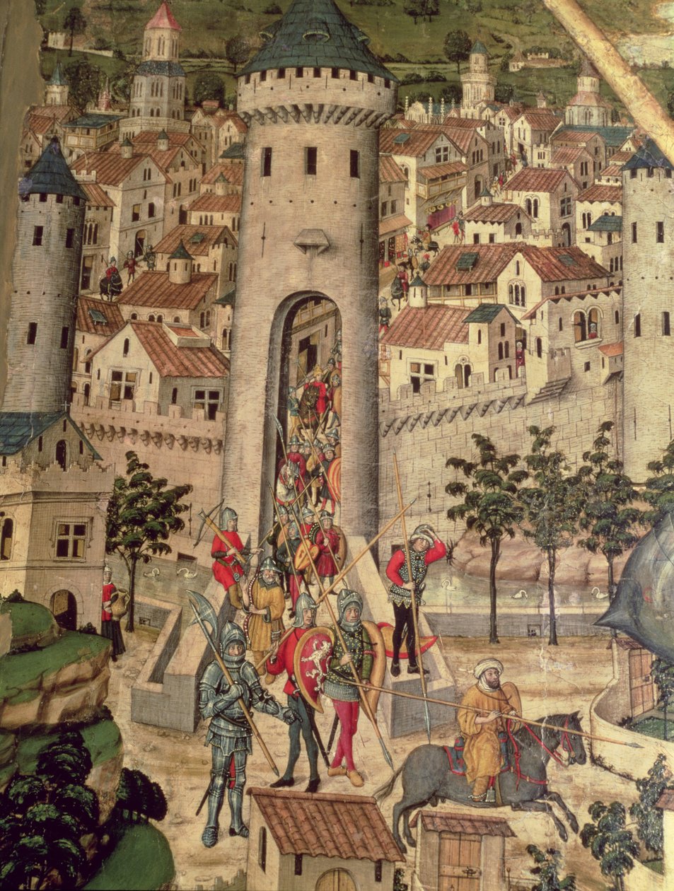 Saint Jordi altertavle, detalj som viser erobringen av byen Mallorca av hæren til James I av Pedro Nisart