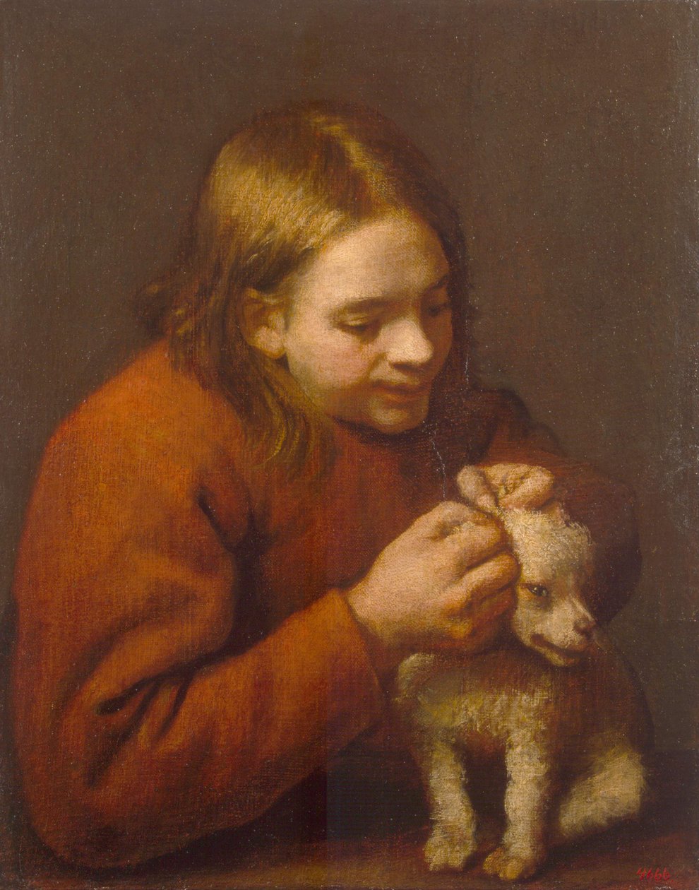 Gutt på jakt etter lopper på en hund, 1650 av Pedro Nuñez de Villavicencio