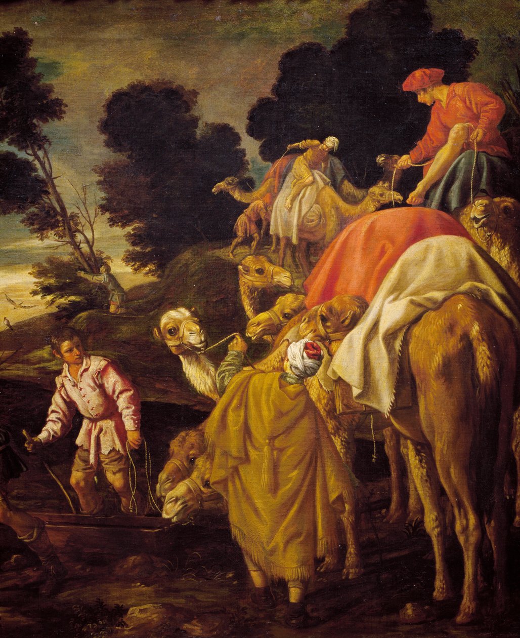 Karavane av kameler, detalj fra Rebecca lot Eliezer drikke ved godt, maleri av Pedro Orrente (ca. 1580-1645), Spania av Pedro Orrente