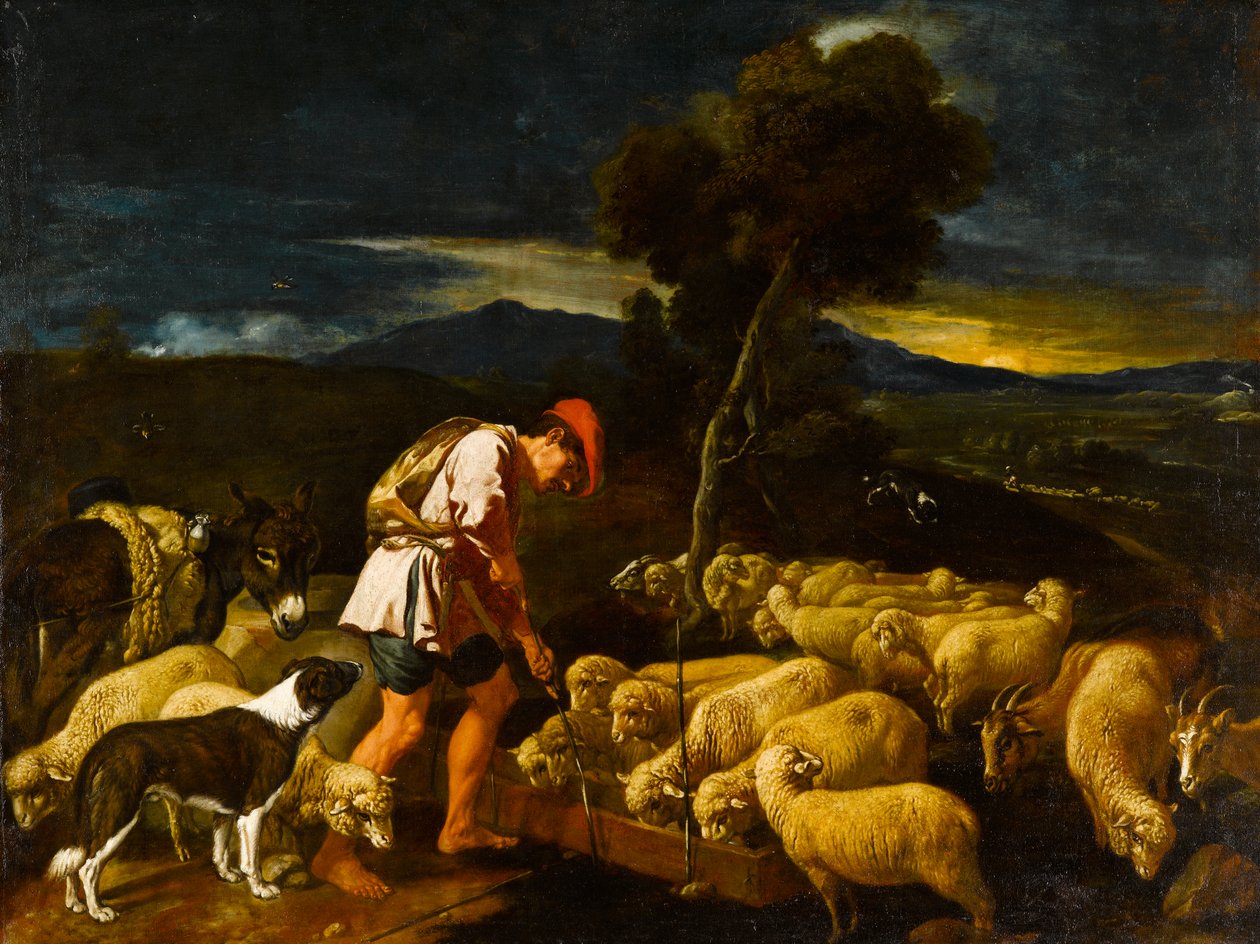 Jacob vanner Labans sauer før skrellede grener, c1612-1622 av Pedro Orrente