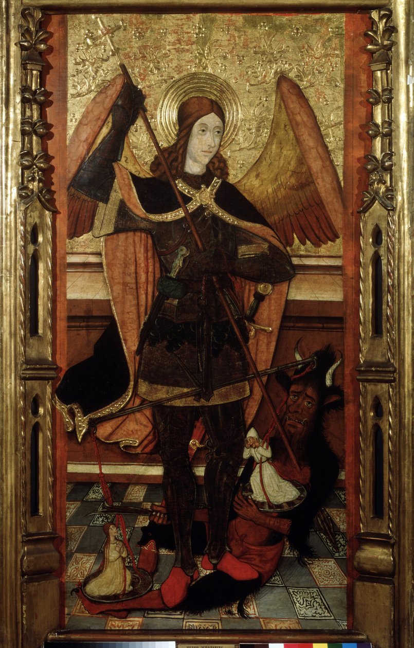 ""Erkeengelen Michael veier de dødes sjeler"" (Erkeengelen Michael veier de dødes sjeler) Maleri av Pedro Espalargues den yngre (1500-tallet) Pushkin-museet, Moskva av Pedro the Younger Espalargues