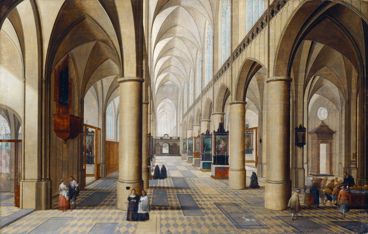 Interiøret i en gotisk kirke av Pieter the Elder Neeffs