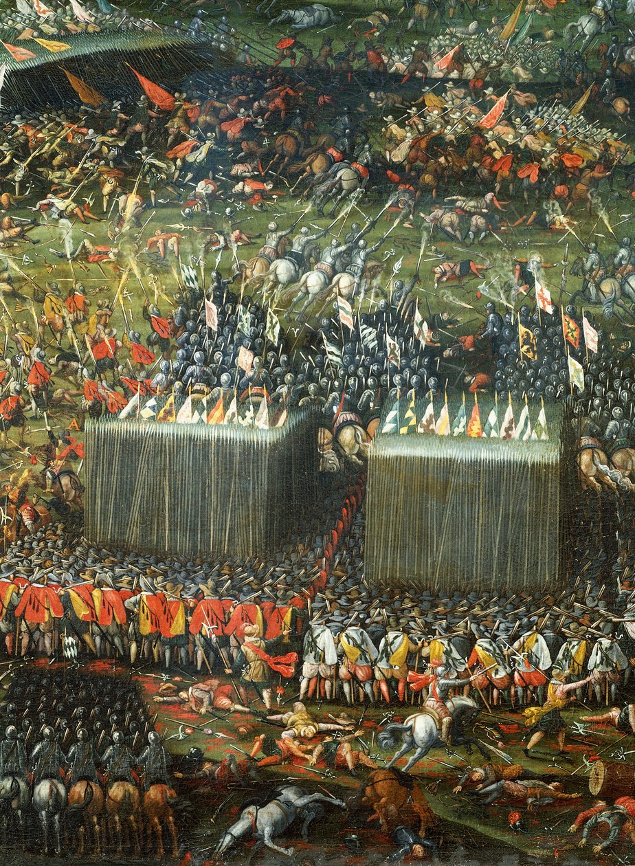 Nederlag og flukt av ungarske og bohemske hærer beseiret av den keiserlige hæren, Detalj fra slaget ved White Mountain nær Praha 7.-8. november 1620, av Pieter Snayers, maleri i Santa Maria della Vittoria, Roma. Tretti års krig, Tsjekkia av Peeter Snayers