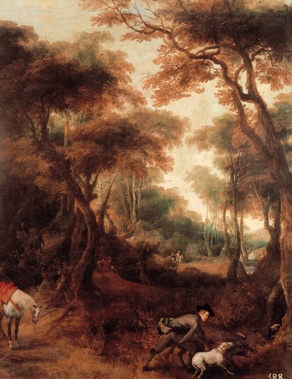 Kong Filip IV av Spania (1605-1665) har jakt,. Detalj. Maleri av Peter Snayers (1592-1667). 1621-1665. Madrid. Museum for Prado-museet. av Peeter Snayers
