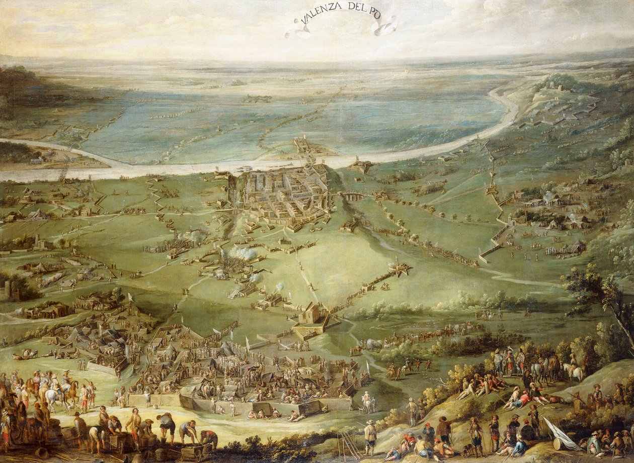 De spanske og keiserlige troppene beseiret av Frankrike og Savoy ved Valenza Po, av Peeter Snayers