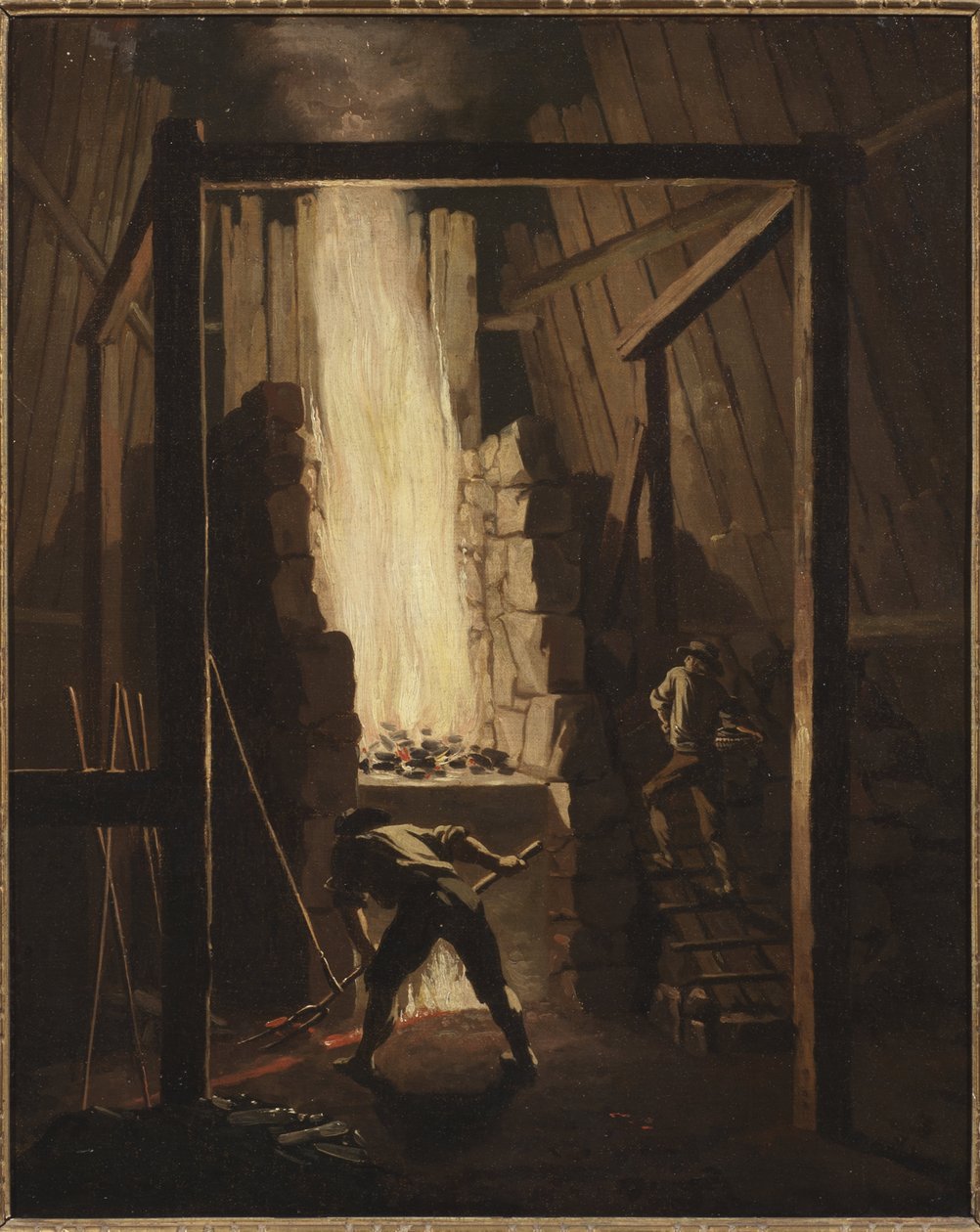 Interiør av kobberstøperiet i Falun (Suede) - Interiør av kobberstøperiet i Falun, av Hillestroem, Pehr (1732-1816). Olje på lerret av Pehr Hilleström