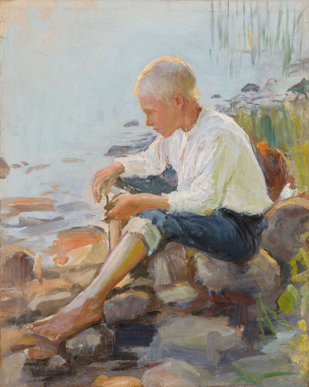 Gutt på stranden av Pekka Halonen