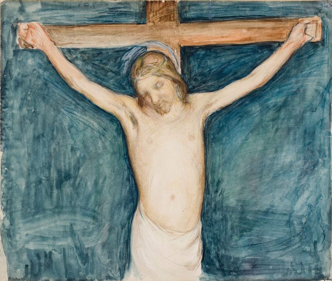 Korsfestelse, skisse til altertavlen i Mikkeli kirke av Pekka Halonen